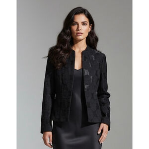 DRIES VAN NOTEN Black Floral Jacquard Blazer Size 38